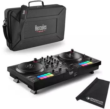Hercules DJ Control Inpulse T7 DJ-Controller mit Tasche und Tuch (inpt7-bagt7-fp200)