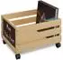 Relaxdays Schallplatten-Kiste mit Rollen, Bambus
