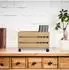 Relaxdays Schallplatten-Kiste mit Rollen, Bambus