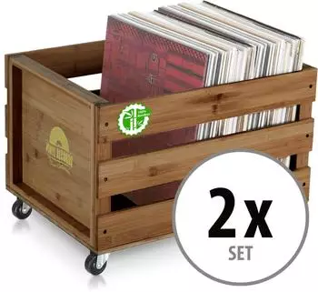 Stagecaptain SPKB-100 "Emil" Schallplattenkiste aus Bambus, braun, 2er-Set (00110820)