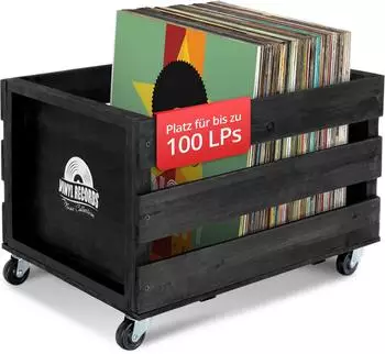 Stagecaptain SPK-100 BK &bdquo;Emil" Schallplattenkiste Holz schwarz 3er-Set (00080344)
