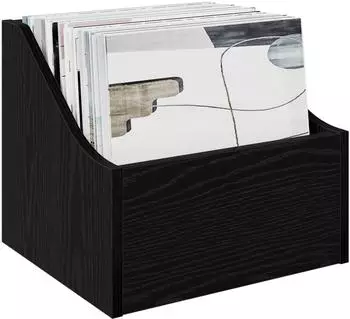 vidaXL LP Plattenbox 2 Stk., Holzwerkstoff, schwarz Eichen-Optik, 37x33x32cm