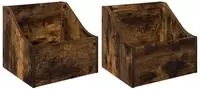 vidaXL LP Plattenbox 2 stk. R&auml;uchereiche 37 x 33 x 32 cm Holzwerkstoff