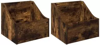 vidaXL LP Plattenbox 2er-Set, Holzwerkstoff, räuchereiche, 37x33x32cm