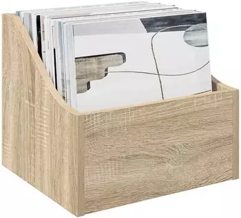 vidaXL LP Plattenbox 2er-Set, Sonoma-Eiche, Holzwerkstoff, 37x33x32cm
