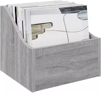 vidaXL LP Plattenbox 2er-Set, Sonoma-Grau, Holzwerkstoff, 37x33x32cm