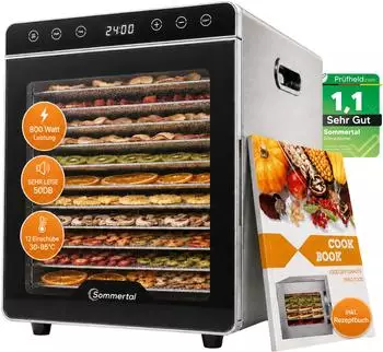 Sommertal Silence 800 Dörrautomat 12 Einschübe, 800W, Edelstahl