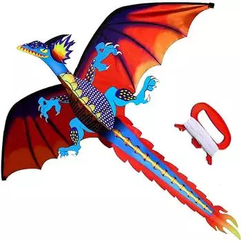 LuxusKollektion Drachen für Kinder, 3D, 55 x 62 Zoll, mit Griff und Leine