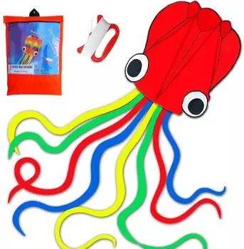 LuxusKollektion Oktopus-Drachen mit Drachenschnur, rot, Kinder