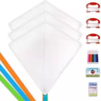 LuxusKollektion Flug-Drache DIY Drachenbau-Set für Kinder, 3er-Pack (mit Markern und Schwänzen)