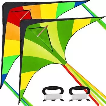LuxusKollektion Delta-Drachen 2er-Set grün & regenbogen, 262,5ft Schnur