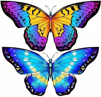 LuxusKollektion Schmetterling-Drachen 120x95cm, lange Schwänze, blau+regenbogen