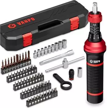LuxusKollektion Drehmomentschraubendreher-Set 1-6Nm, 64-teilig, T-Griff, 1/4 Zoll