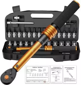 LuxusKollektion Drehmomentschlüssel-Set 1/4 Zoll 1-25Nm, 33-tlg