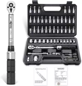 LuxusKollektion AEROFORCE Fahrrad-Drehmomentschlüssel-Set 50-teilig 5-25Nm, 1/4 Zoll