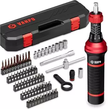 LuxusKollektion Drehmomentschraubendreher-Set 1/4" 2-8Nm, 64-teilig mit T-Griff
