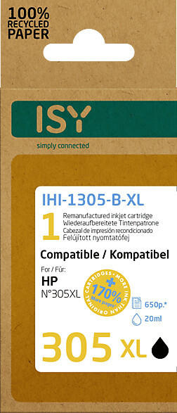ISY IHI-1305-B-XL ersetzt HP 305XL schwarz