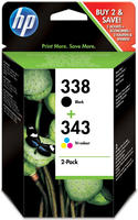 SD449EE HP 338 Schwarz/343 Cyan/Magenta/Gelb 2er-Pack Original Druckerpatronen