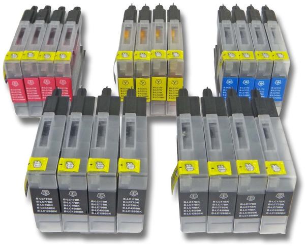 vhbw 20x Druckerpatronen Tintenpatronen Set für Brother LC-1280BK, LC-1280C, LC-1280M, LC-1280Y wie