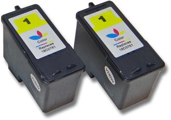 vhbw 2x Druckerpatronen Tintenpatronen Set für Lexmark X3480, Z730, Z735 wie Lexmark 1, 18C0781E, 18CX781E.