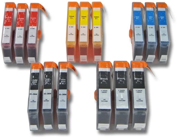 vhbw 15x Druckerpatronen Tintenpatronen Set für HP Hewlett Packard Photosmart C310, C310a, C410, C410b, C410c wie HP364XL, HP920, HP920XL.