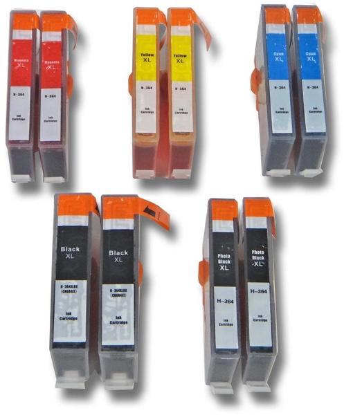vhbw 10x Druckerpatronen Tintenpatronen Set mit Chip für HP Hewlett Packard Deskjet 3070, 3070A, 35