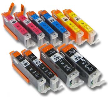 vhbw 800107178 Tintenpatronen ersetzt Canon CLI-551BK/PGI-550BK 10er Pack