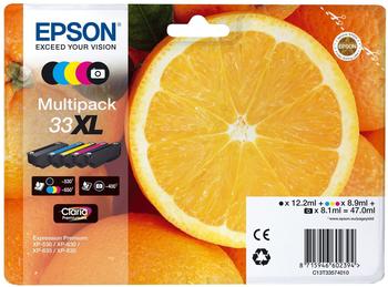 Epson 33XL Multipack - 5er-Pack - Schwarz, Gelb, Cyan, Magenta, Photo schwarz - Original - Blister mit RF-aktustischem Alarmsignal - Tintenpatrone (C13T33574020)