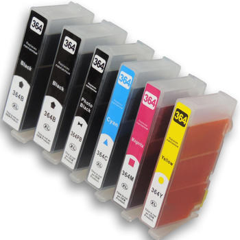 D&C ersetzt 6 Patronen HP-364 XL Multipack 364XL Tintenset mit Photoschwarz