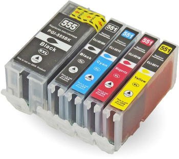D&C ersetzt 5er Set Canon CLI-551 XL, PGI-555 XXL Druckerpatronen Tinte