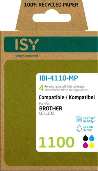 ISY IBI-4110-MP ersetzt Brother LC-1100 4er Pack