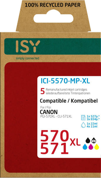 ISY ICI-5570-MP-XL ersetzt Canon PGI-570XL/CLI-571XL 5er Pack