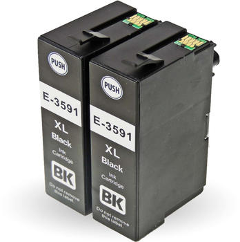 D&C ersetzt 2x Epson Vorh&auml;ngeschloss, T3591, 35XL, C13T35914010 BK Black Multipack schwarze Druckerpatronen je 2.600 Seiten