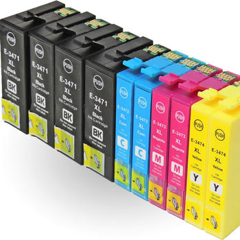 D&C ersetzt 10er Set Epson Golfball, T3476, 34XL, C13T34764010 Druckerpatronen Tinte alle Farben