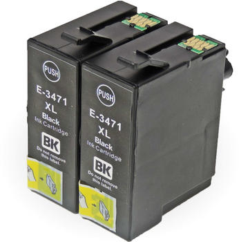 D&C ersetzt 2x Epson Golfball, T3471, 34XL, C13T34714010 BK Black Multipack schwarze Druckerpatronen je 1.100 Seiten