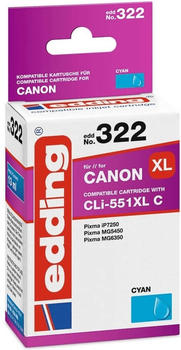 edding EDD-322 ersetzt Canon CLI-551CXL cyan