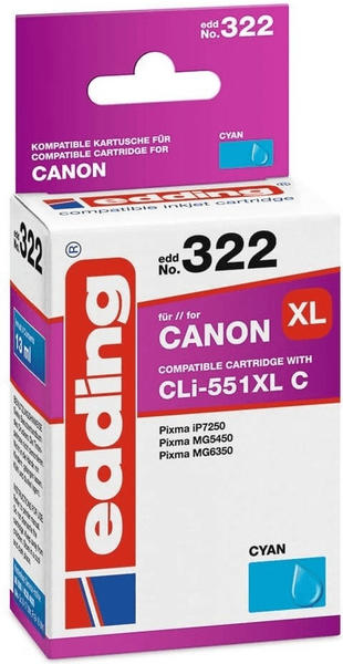 edding EDD-322 ersetzt Canon CLI-551CXL cyan