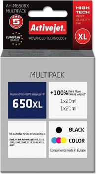 ActiveJet ersetzt HP 650XL color + schwarz