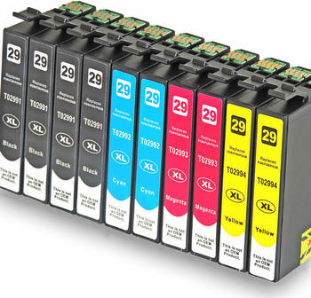 D&C ersetzt 10er Set Druckerpatronen für Epson Expression Home XP-352 kompatibel 29XL, Erdbeere, C13T29964010, T2996 alle Farben