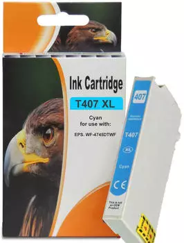 D&C ersetzt Epson 407XL, T407, C13T07U240 Cyan Druckerpatrone 1.900 Seiten