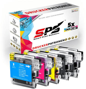 SPS Smart Print Solutions S-13418 Tintenpatrone Schwarz Cyan Magenta Gelb (LC-980 LC-1100 / DCP-195C)
