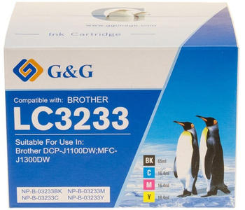 G&G Printing G&G LC 3233 für Brother LC-3233 Tintenpatrone – 4er Pack – Schwarz, Cyan, Magenta, Gelb