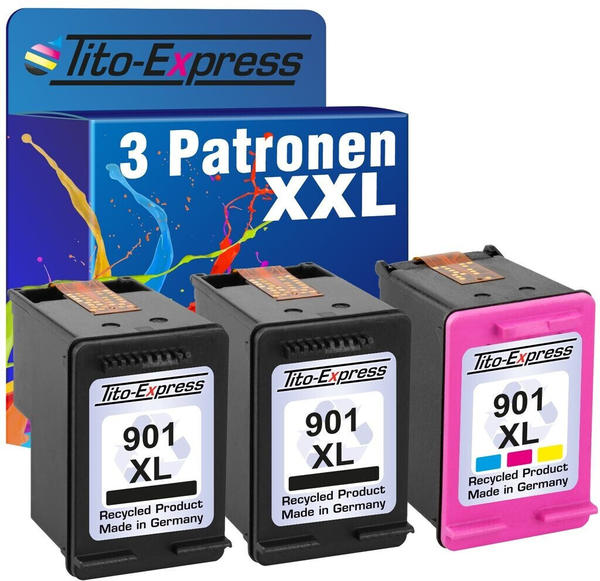 Tito-Express 3er Set ersetzt HP 901 XL Black & Color Multipack (4052259080162)