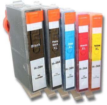 vhbw 5x Tintenpatronen ersetzt HP Officejet 4620, 4622 - Set Cyan, Magenta, Yellow, Schwarz, Photo Schwarz mit Chip (Kompatibel)