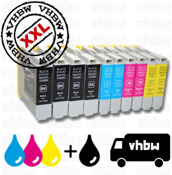 vhbw 10x kompatible Ersatz Tintenpatrone kompatibel mit Brother DCP-560CN, DCP-750CW, DCP-770CW