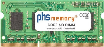 PHS-memory 2GB Arbeitsspeicher DDR3 für Synology DiskStation DS412+ RAM Speicher SO DIMM PC3-10600S 1Rx8 (SP206104)
