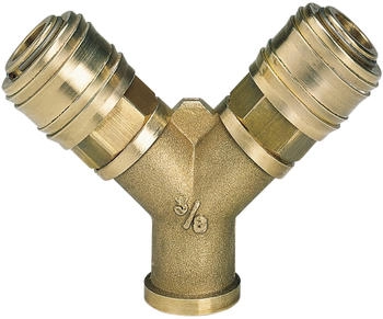 Einhell Druckluftverteiler mit 2 Schnellkupplungen R 3/8" Innengewinde aus Messing (4139680)