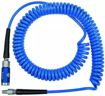 Riegler Spiralschlauch PU blau 12x8mm 7,5m mit Sicherheitskupplung & Stecker NW7,4 (SP12750PUDSK)