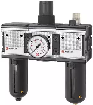 Riegler Wartungseinheit 3-tlg. &raquo;multifix&laquo; PC-Beh&auml;lter, Schutzkorb, BG4, G3/4 (FRL 44 S-10)