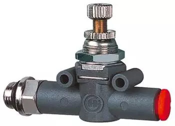 Riegler Drosselventil beidseitig, Gewinde-Schlauch M5, Schlauch-&Oslash; 4mm (414.005-4)